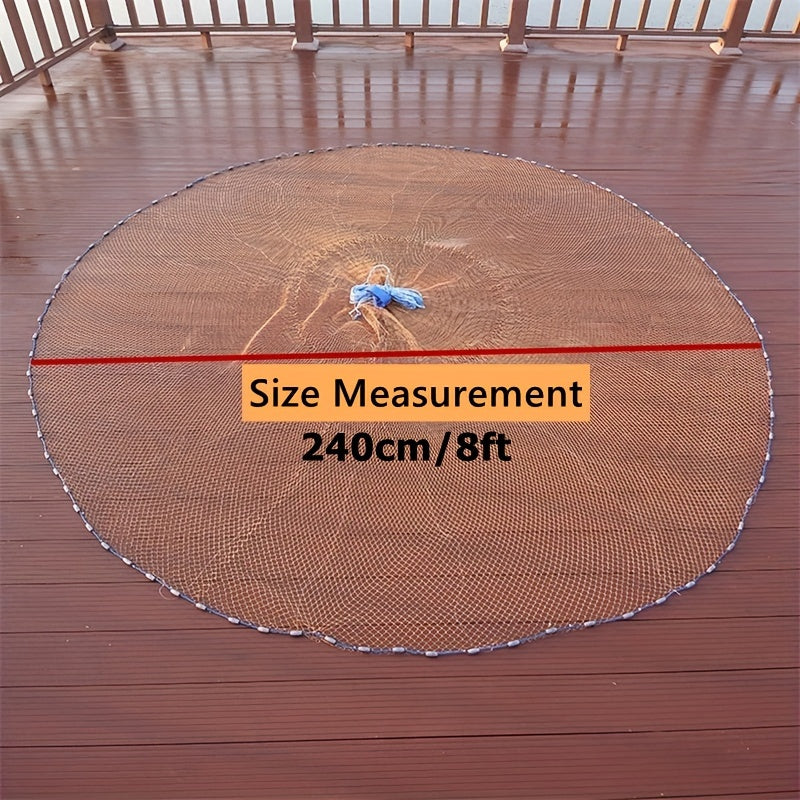 American Style Fishing Nets Strong Nylon Mesh Wire Net Dia. 2.4M 3.6M 4.8M Throw Net Cast Net for Saltwater Freshwater Fishing Trap with Zinc Sinker, Fishing gear and equipment