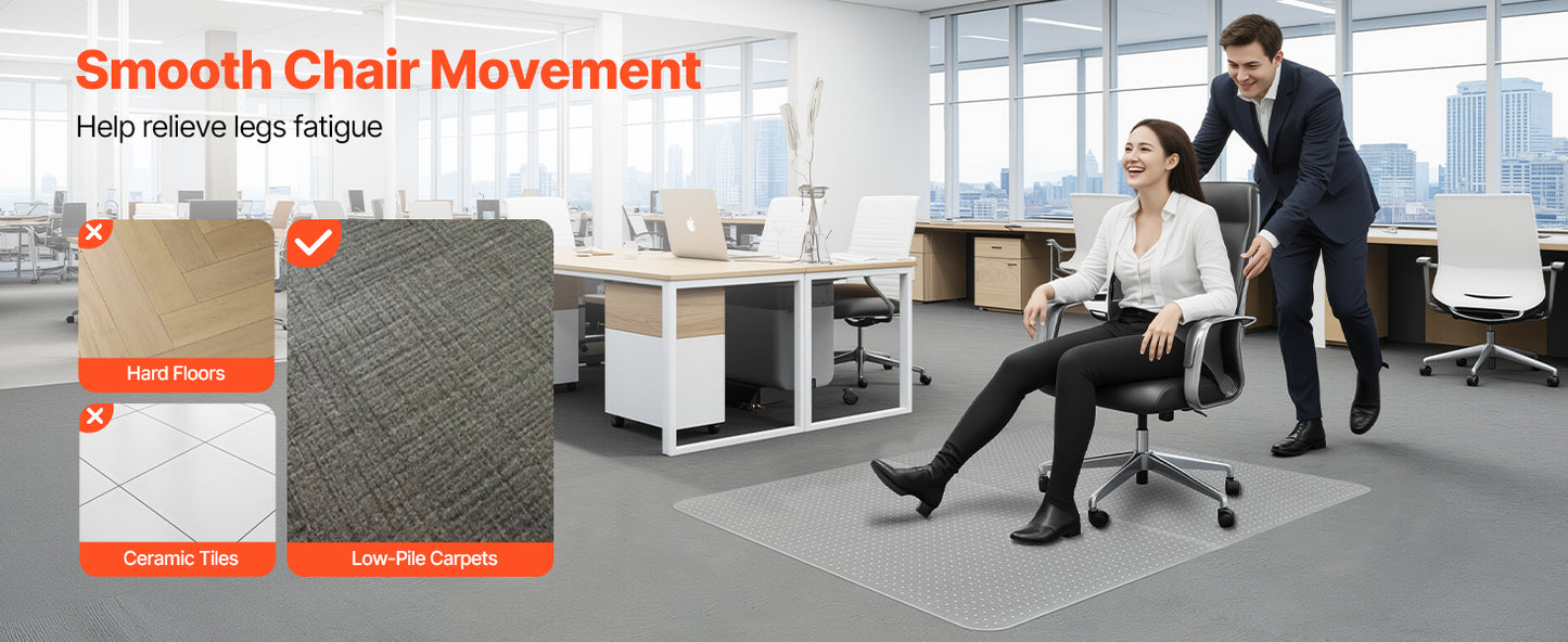 SucceBuy Chair Mat Plastic Floor Protector Rug with Studded Non-Slip & Easy to Clean Smooth Glide Under Desk Rug for Home Office