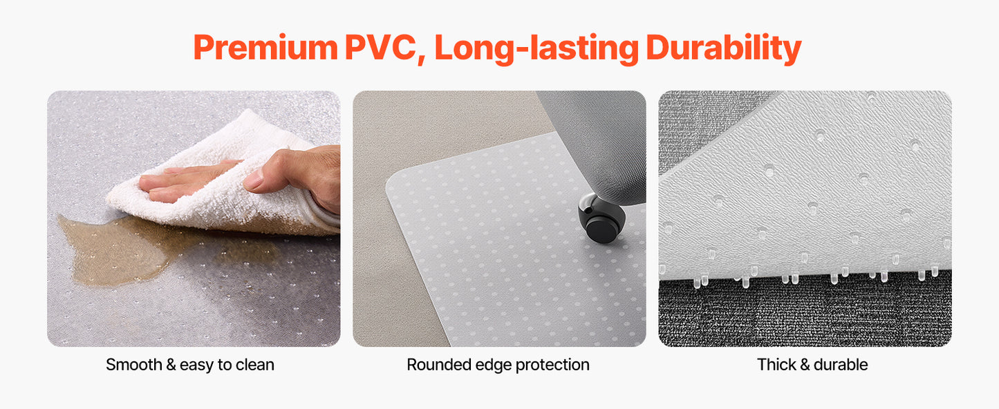 SucceBuy Chair Mat Plastic Floor Protector Rug with Studded Non-Slip & Easy to Clean Smooth Glide Under Desk Rug for Home Office