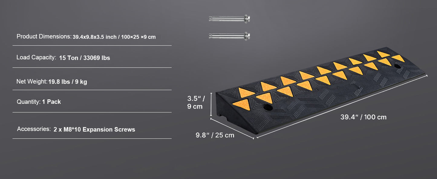 SucceBuy 1/2 Pack Rubber Curb Ramp Rise Heavy Duty Threshold Driveway Ramps with Stable Structure Car Wheelchairs Motorcycles