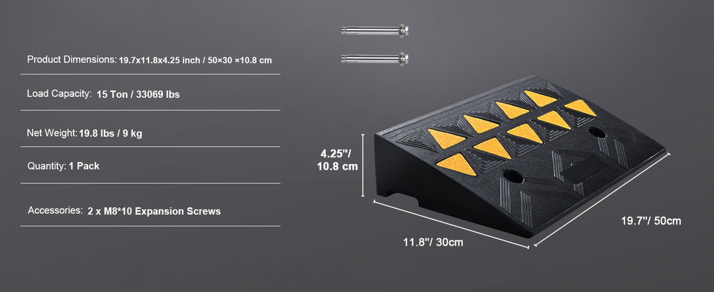 SucceBuy 1/2 Pack Rubber Curb Ramp Rise Heavy Duty Threshold Driveway Ramps with Stable Structure Car Wheelchairs Motorcycles