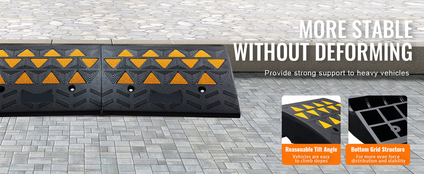 SucceBuy 1/2 Pack Rubber Curb Ramp Rise Heavy Duty Threshold Driveway Ramps with Stable Structure Car Wheelchairs Motorcycles