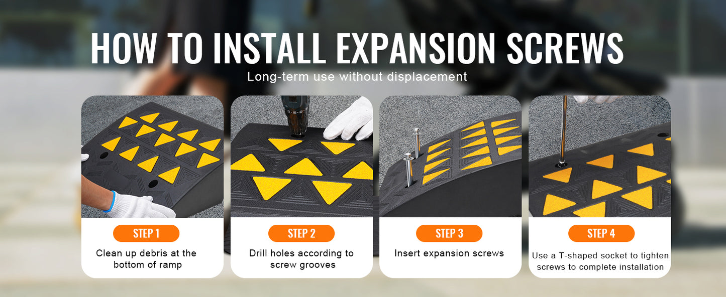 SucceBuy 1/2 Pack Rubber Curb Ramp Rise Heavy Duty Threshold Driveway Ramps with Stable Structure Car Wheelchairs Motorcycles