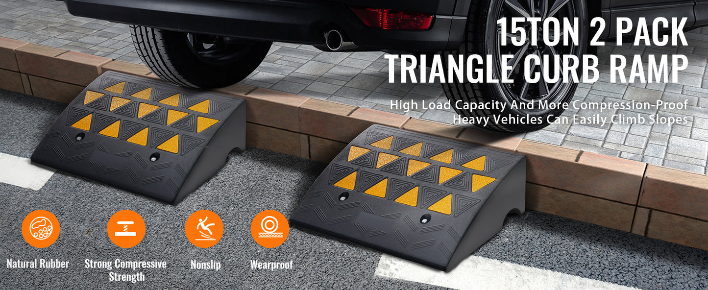 SucceBuy 1/2 Pack Rubber Curb Ramp Rise Heavy Duty Threshold Driveway Ramps with Stable Structure Car Wheelchairs Motorcycles