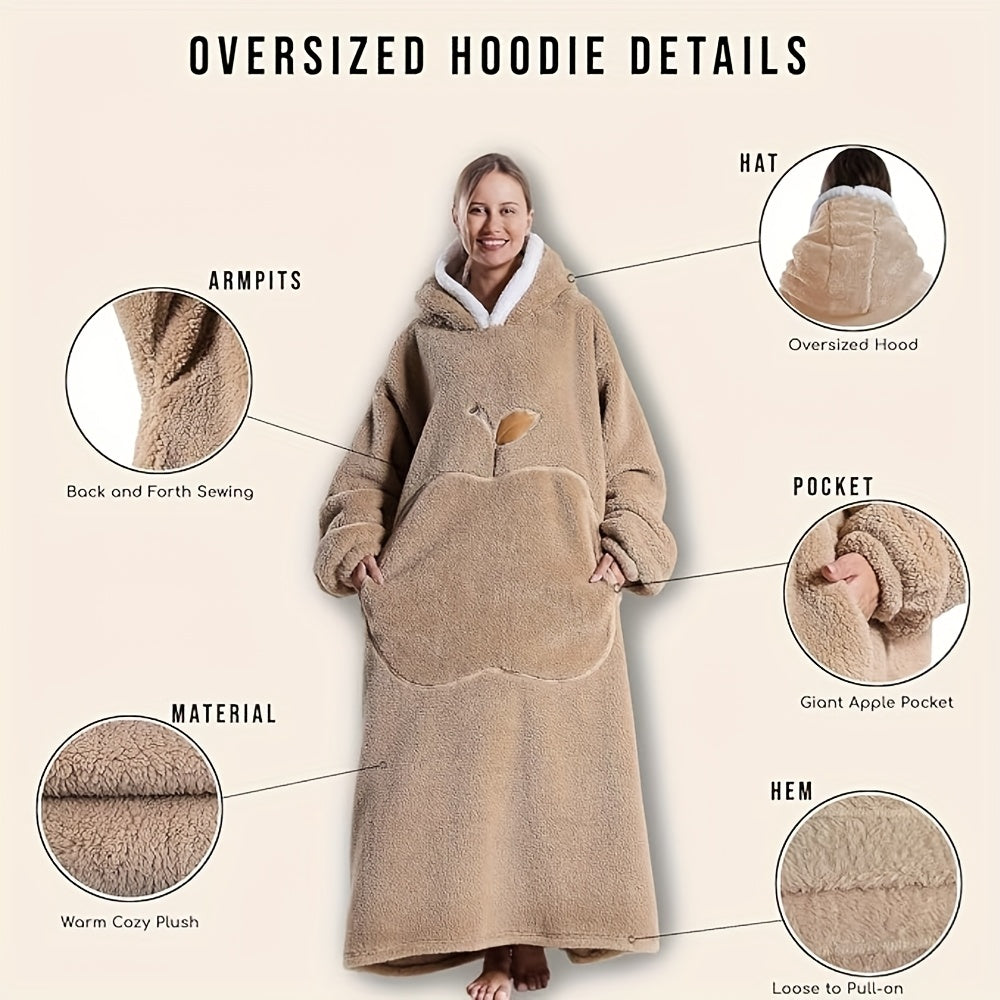 Giant Super Soft Wearable Hooded Blanket Robe - Winter Warm Fleece Sleepwear For Adults, Valentine'S Day Gift