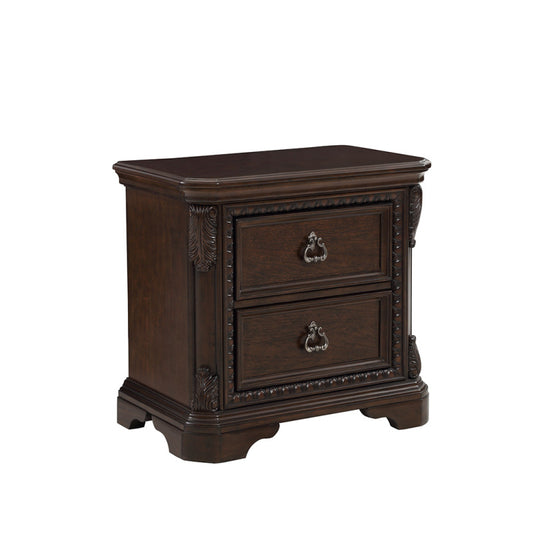 Mahogany Nightstand with 2 Drawers - Lightweight Durable Bedside Table Suitable for Bedroom, Living Room or Hallway - Easy Assembly, Compact Design with Mixed Color & Hardware (Standalone or Matching Decor)