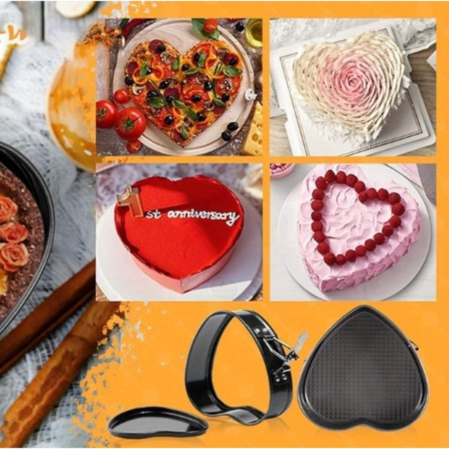 6pcs Cake Pan Set | 3 Shapes (Square/Round/Heart) X2, Carbon Steel Baking Mold With Removable Bottom, Non-stick Pan, Heavy Duty Cake Pan For Chiffon/Mousse/Cheesecakes, Wedding/Birthday Kitchen Tools