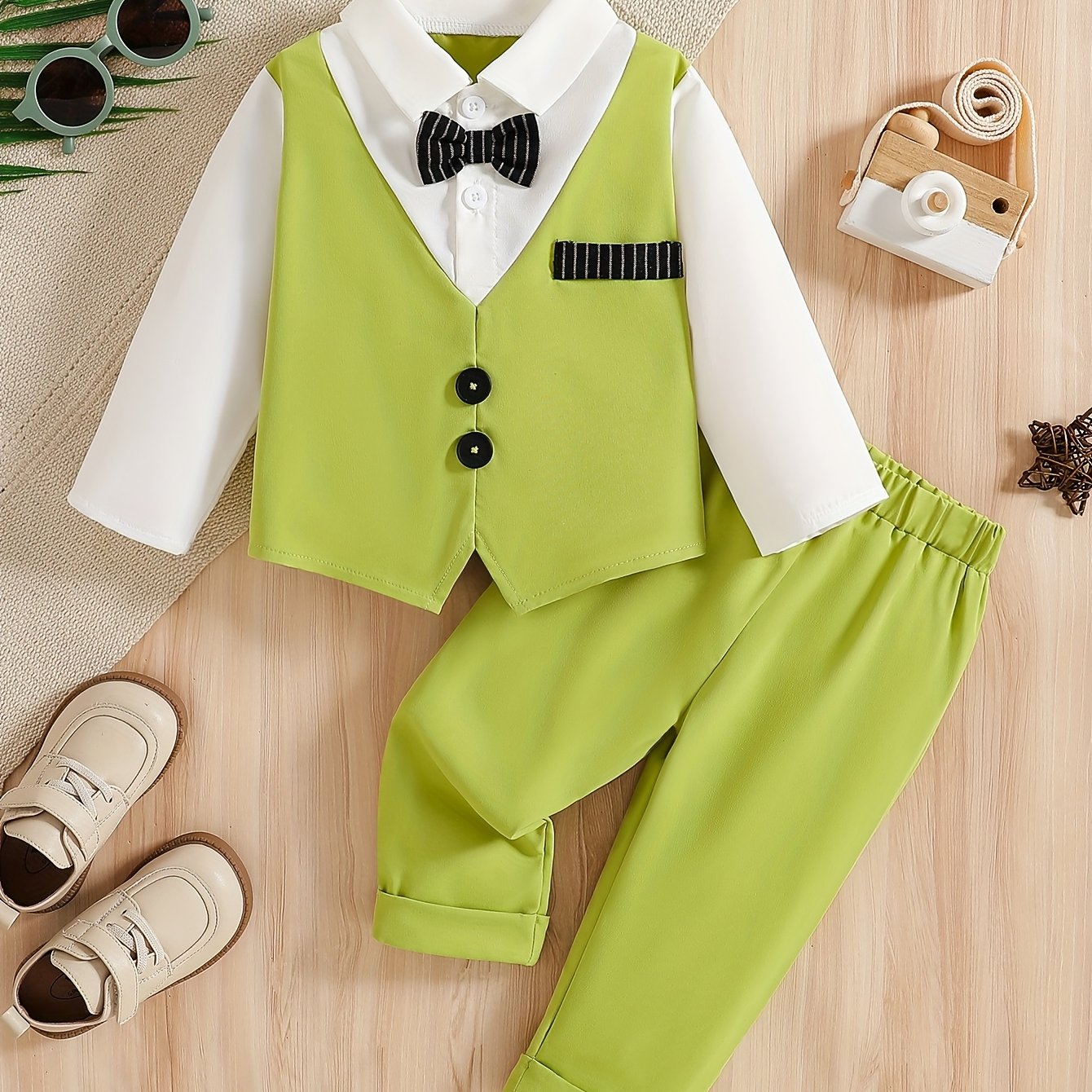 Baby Clothing And Baby Products 2025 New Baby Spring And Autumn Suit Set Wedding Birthday Party Gift Suit Fake Two Piece Long Sleeved Top And Pants Children'S Gentleman Baptismal Set Start Season Hot Halloween And Christmas C