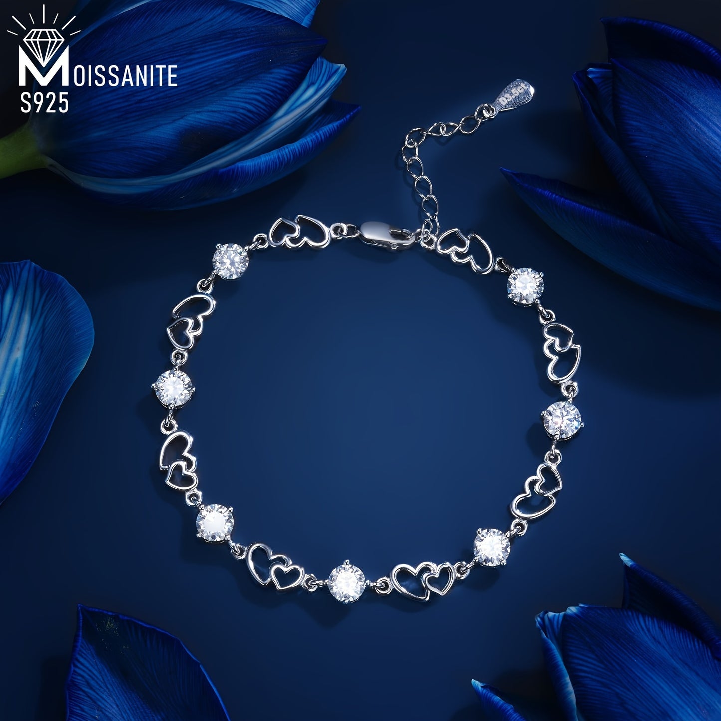 S925 Sterling Silver Bracelet, Heart-Shaped Moissanite Decor, Elegant & Sexy Ladies Fashion Bangle, Engagement, Wedding, Love Confession, Gift For Women, Valentine's Day Essential