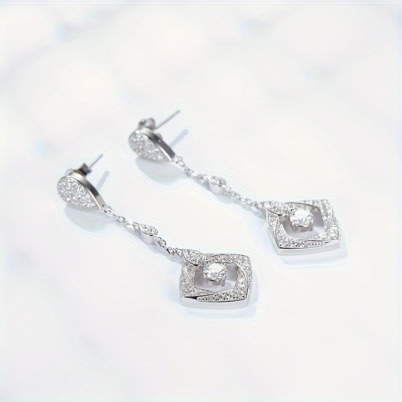 S925 Silver 0.3 Carat* 2pcs Moissanite Earrings Women's Jewelry, High-Quality Women's Dangle Earrings, For Vacations, Parties, Gifts, Birthdays, Or As Jewelry Presents For Friends And Family Christmas #Halloween #BlackFriday