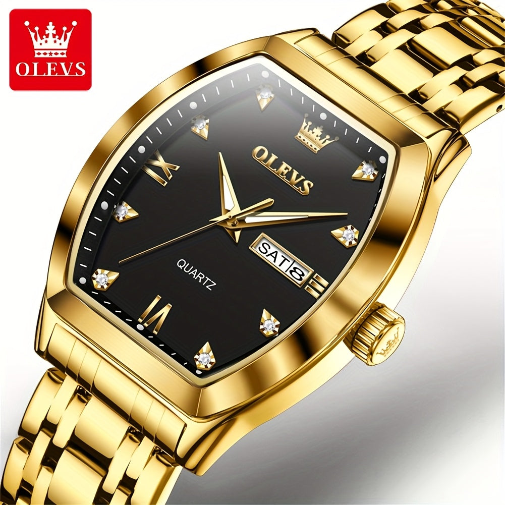 OLEVS Top Brand Original Men'S Wrist Watches Best Selling Fashion Trend Design High Quality Stainless Steel Dual Calendar Quartz Luxury Watch For Men
