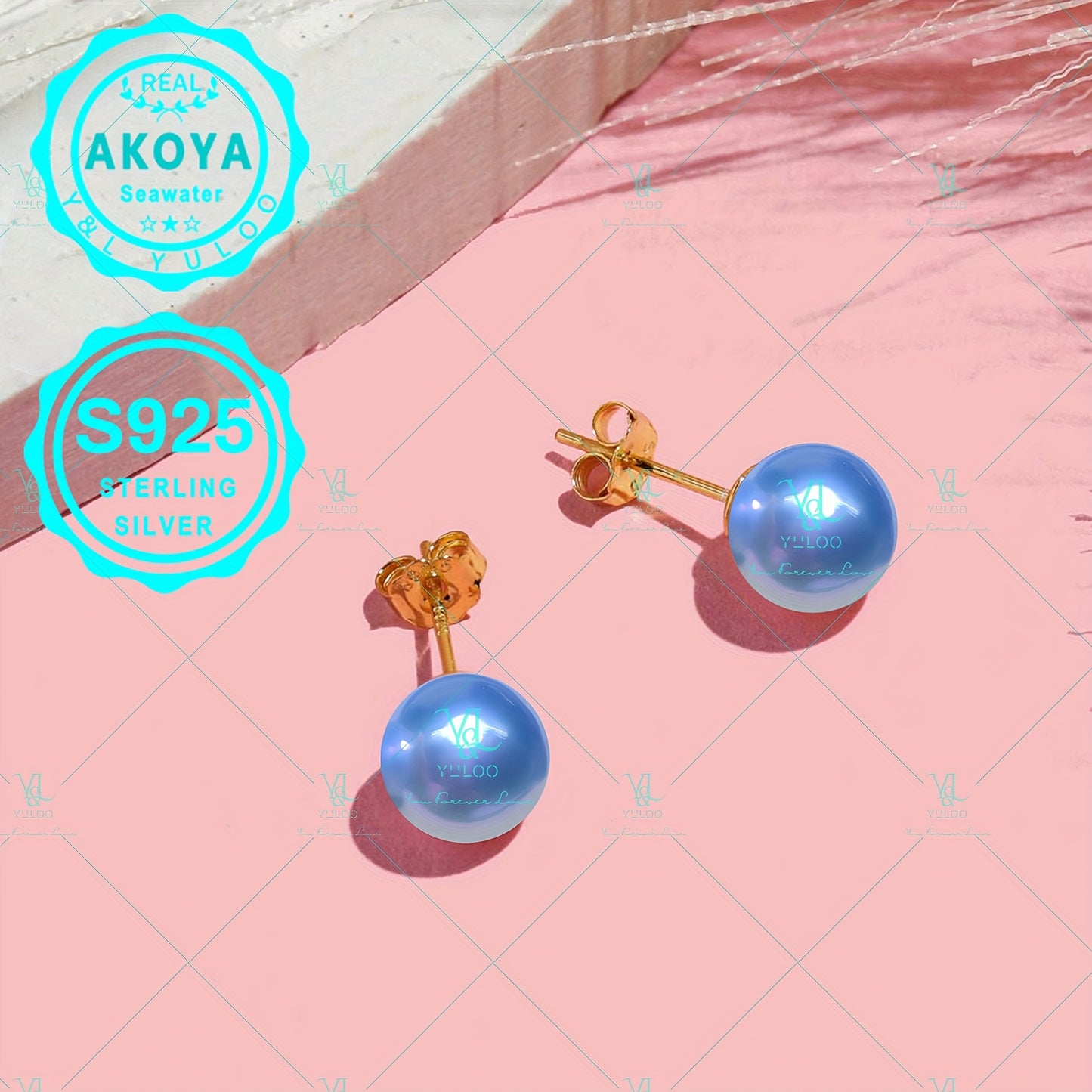 Round Akoya Blue Grey Seawater Pearl 925 Silver Stud Earrings-Mother, Girlfriend, Her Fine Jewelry Mother'S Day, Valentine'S Day, Christmas Day, Birthday Gift