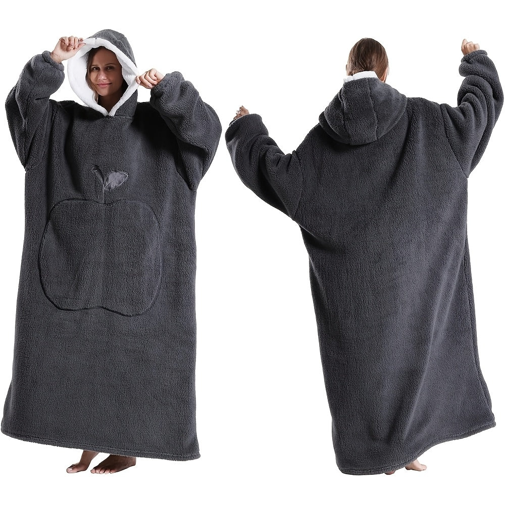 Giant Super Soft Wearable Hooded Blanket Robe - Winter Warm Fleece Sleepwear For Adults, Valentine'S Day Gift