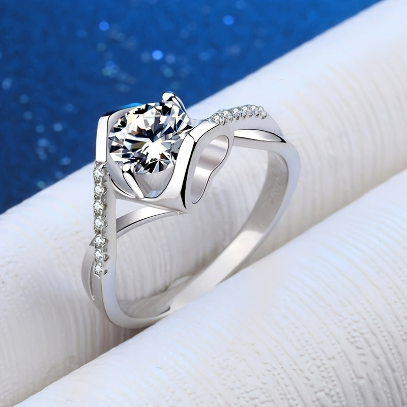 1CT D-Color Moissanite Ring, S925 Silver Minimalist Promise Ring, April Birthstone, Women'S Premium Jewelry, Suitable for Proposals, Engagements, Weddings, Banquets, Birthdays, Celebrations, Anniversaries, Valentine'S Day, Gi