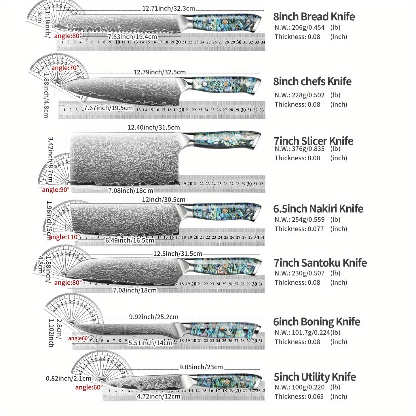 3/ 4/ 8/ 10/ 14pcs Knife Set, Professional Kitchen Knife Set Ultra Sharp German High Carbon Stainless Steel Chef Knife Set for Kitchen Japanese Cooking Knife, Portable Outdoor Picnic Kitchen Knife Set