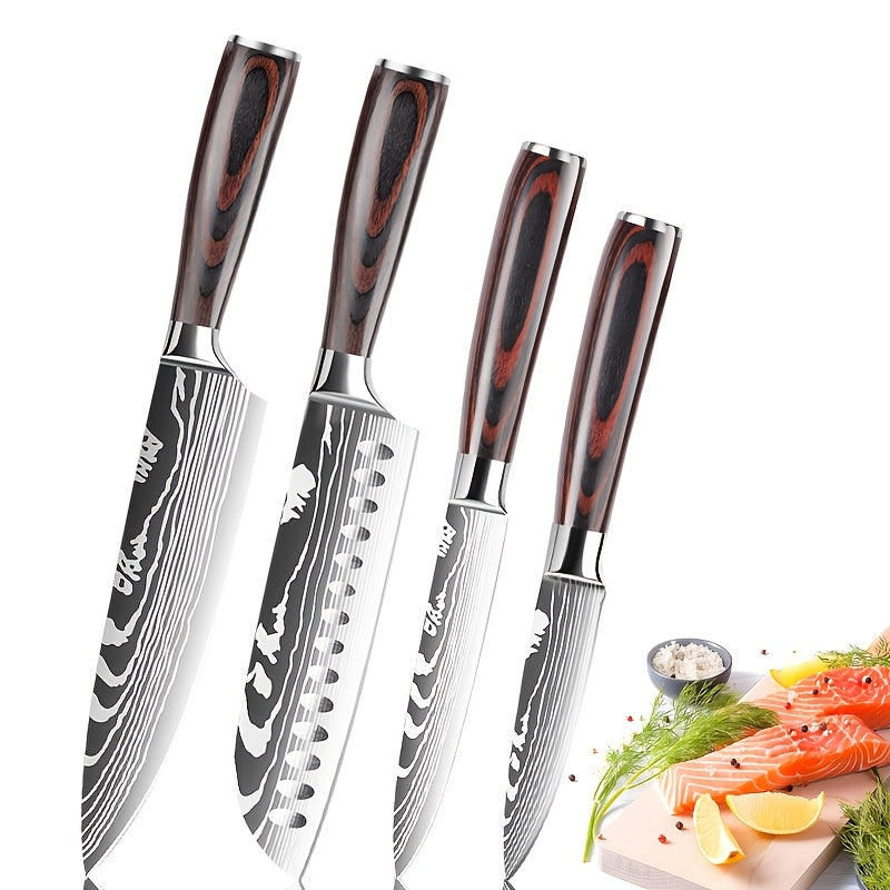 3/ 4/ 8/ 10/ 14pcs Knife Set, Professional Kitchen Knife Set Ultra Sharp German High Carbon Stainless Steel Chef Knife Set for Kitchen Japanese Cooking Knife, Portable Outdoor Picnic Kitchen Knife Set