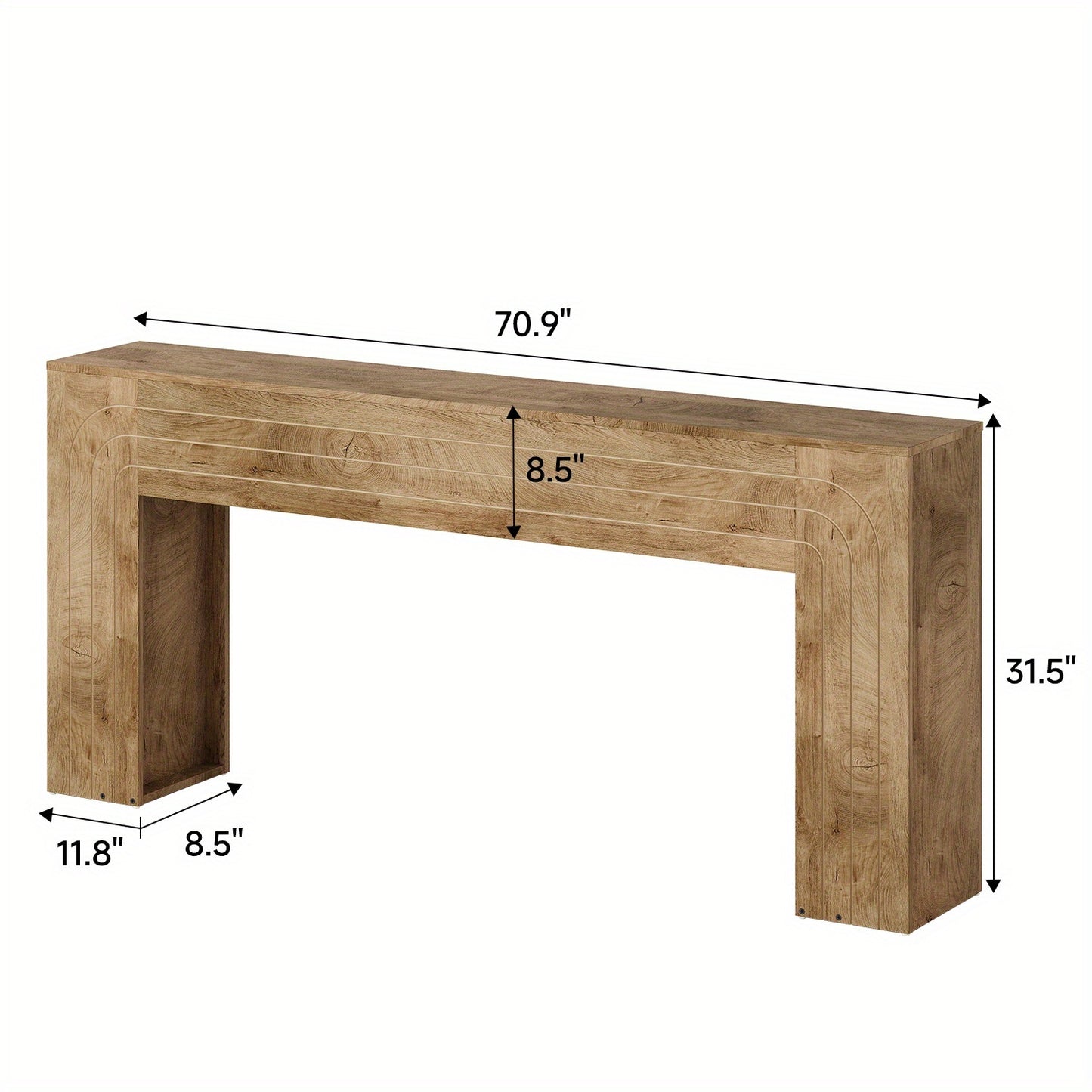 70.9" Modern Farmhouse Console Table Narrow Entryway Table with Handcrafted Line Design - Wood Grain MDF/ Sofa Table Suitable for Hallway, Living Room, Behind Couch - Space-Saving Assembly-Friendly Furniture