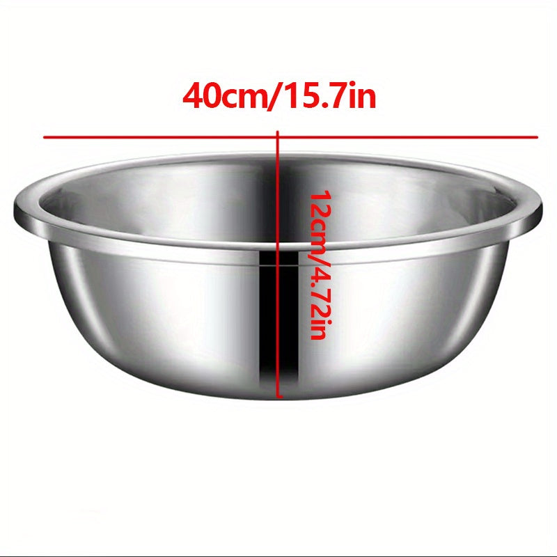 Extra Large Stainless Steel Mixing Bowls with Thicken & Widen Design - Rust-Resistant, Dishwasher Safe, Deeper Edges for Baking, Prepping, Marinating, Brining & Kimchi - Heavy-Duty Metal Serving & Salad Basin, Extra Large Mix