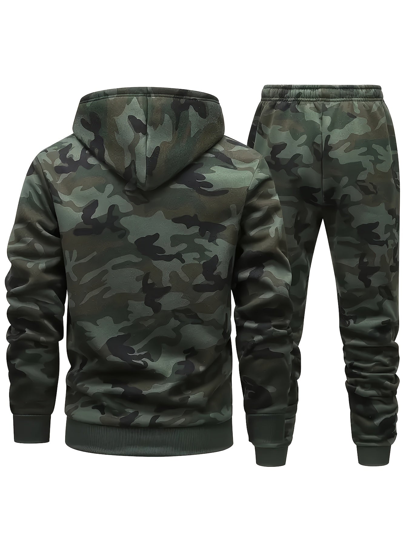 A Set of Two Men'S Casual Hooded Sweatshirts with a Camouflage Design And Kangaroo Pockets, Along with Matching Sports Trousers, Ideal for Streetwear, Outdoor Activities, Hiking, Fitness, Training, Vacations, Parties, Gifts,