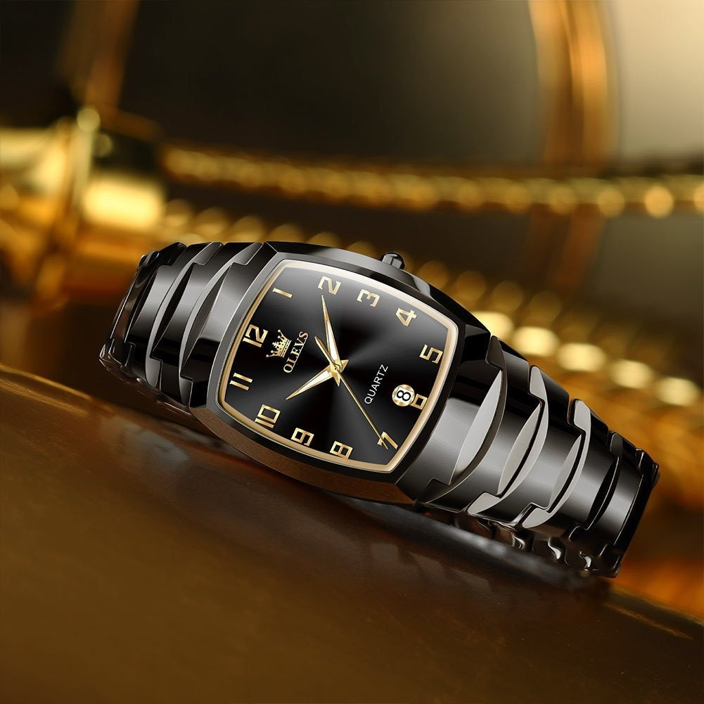 OLEVS Men's Luxury Golden Stainless Steel Watch with Luminous, Day/Date Calendar, Analog Quartz Movement Dress Watch for Smart Casual & Formal Occasions