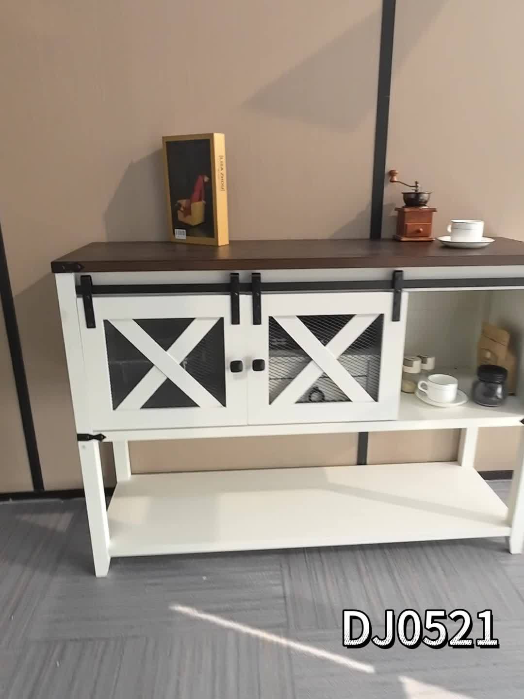 Farmhouse Entryway Table with 2 Sliding Barn Doors & Drawer, 46'' Rustic Console Table with Storage, Open Shelf Space, Industrial Sofa Table for Living Room, Entryway, Hallway,