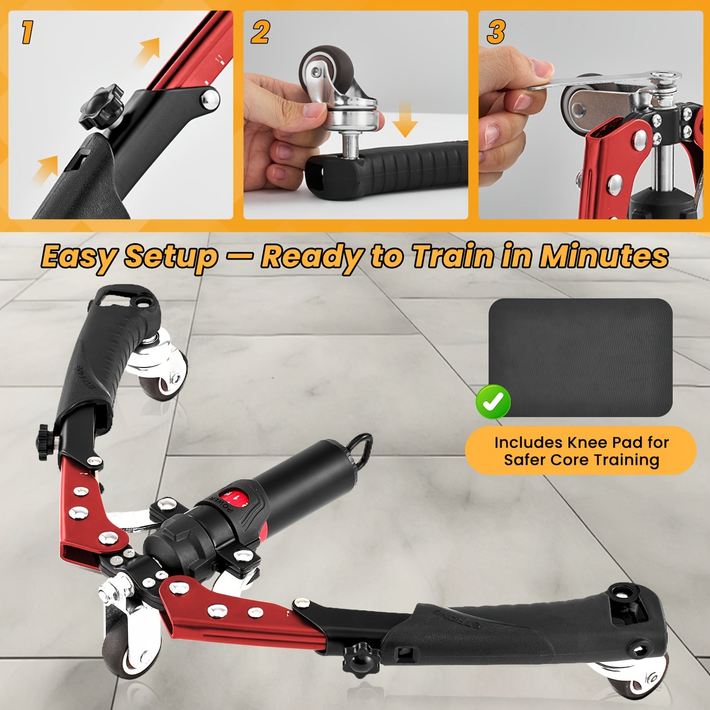1 Twister Arm Trainer | Adjustable Hydraulic Home Gym Equipment for Strength Training, 22-440Lbs Chest Expander with Ab Roller Wheel, Workout Equipment for Men & Women, Arms Chest Core, Valentine'S Day Gifts, Carbon Steel, Re