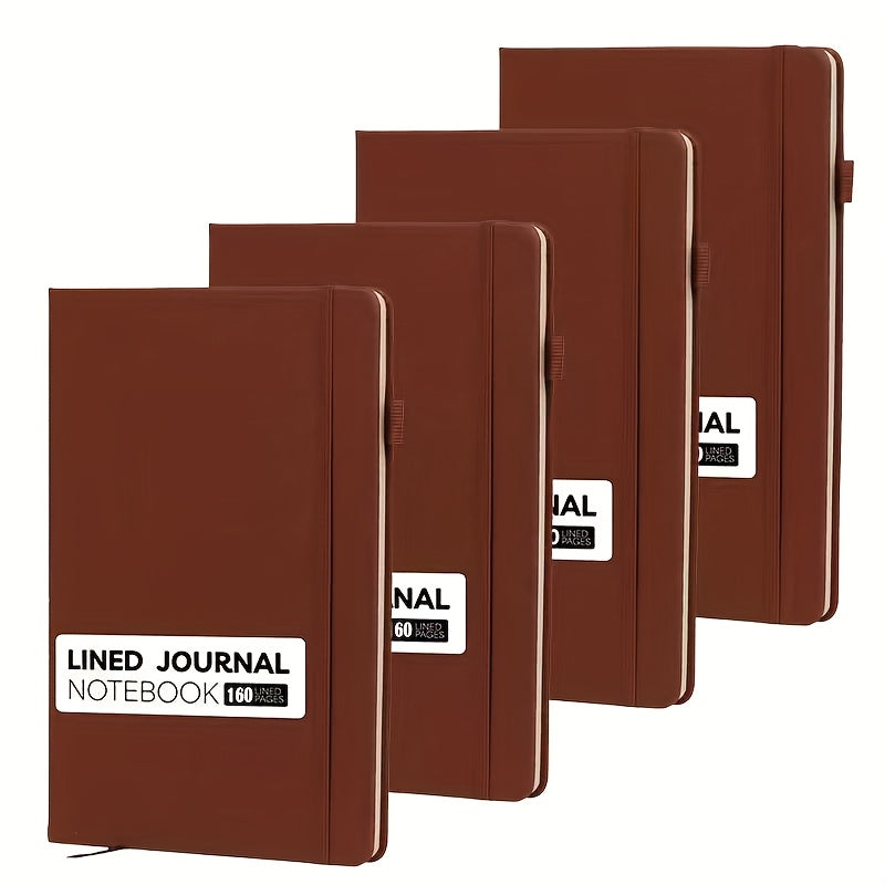 4 PACK A5/ B5 Leather Hardcover Notebook, Lined Notebook 80 GSM Thick Durable Paper for School Office Business Use, Back to School Season Supplie, Christmas Birthday Gift