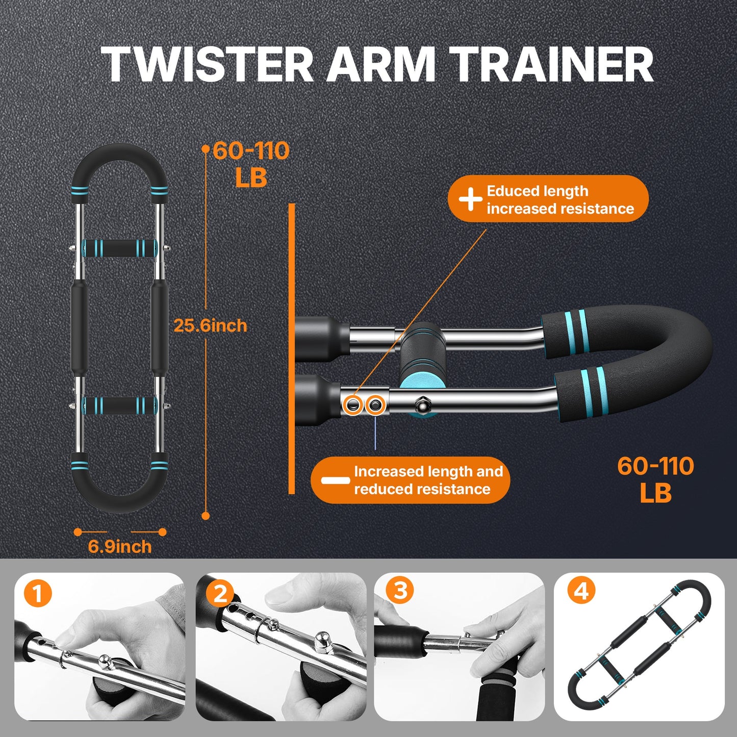 MERACH Adjustable Arm and Chest Muscle Trainer Arm Strength Training Bar Versatile Exercise Equipment for All Levels Men's Fitness Equipment for Effective Strength Training Gym Accessories