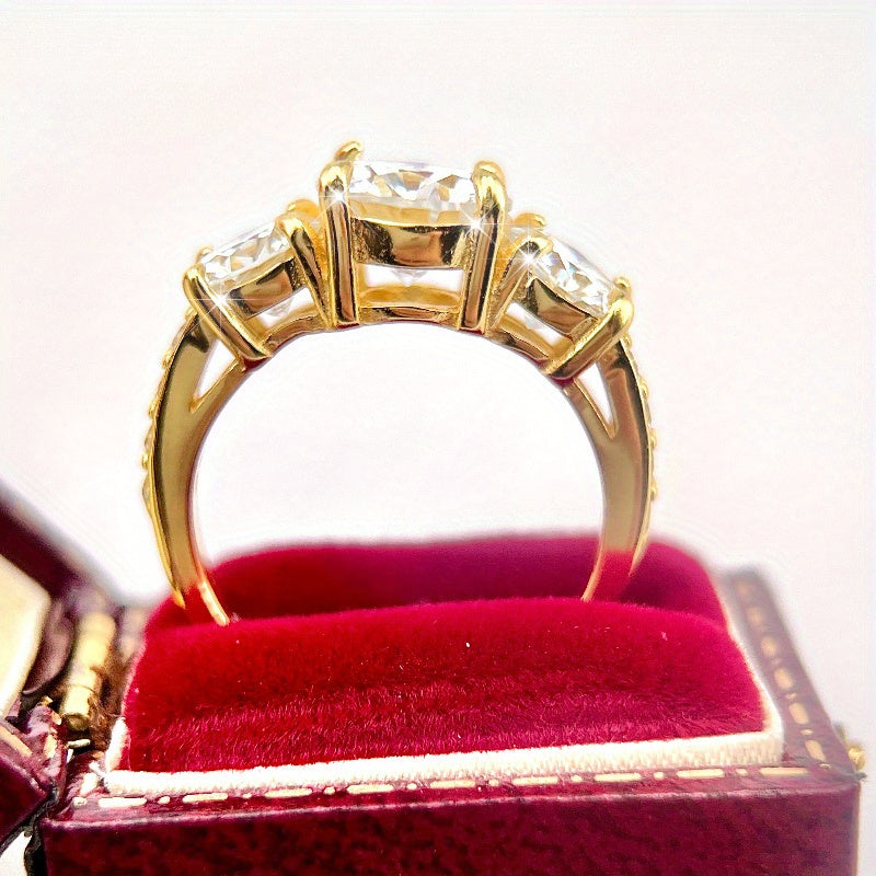 S925 Silvery 3.6 Carat Moissanite Couples Gorgeous Luxury Wedding Ring Suitable for Proposal Engagement Gift Birthday Anniversary Gift Valentine'S Day Christmas Halloween Thanksgiving Banquet Party with Dress to Wear Gift wit