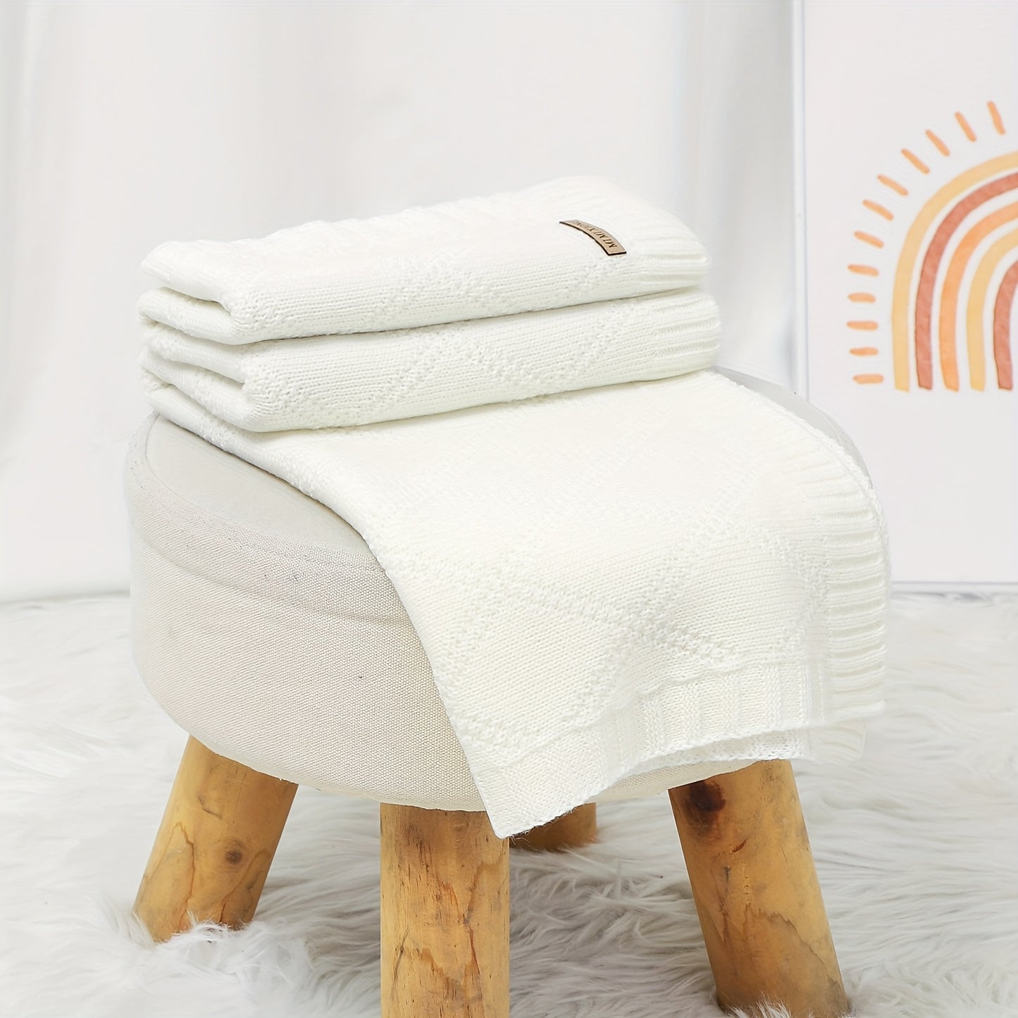 A Comfortable Simple Baby Knit Blanket Baby Swaddle Blanket Covered By Four Seasons