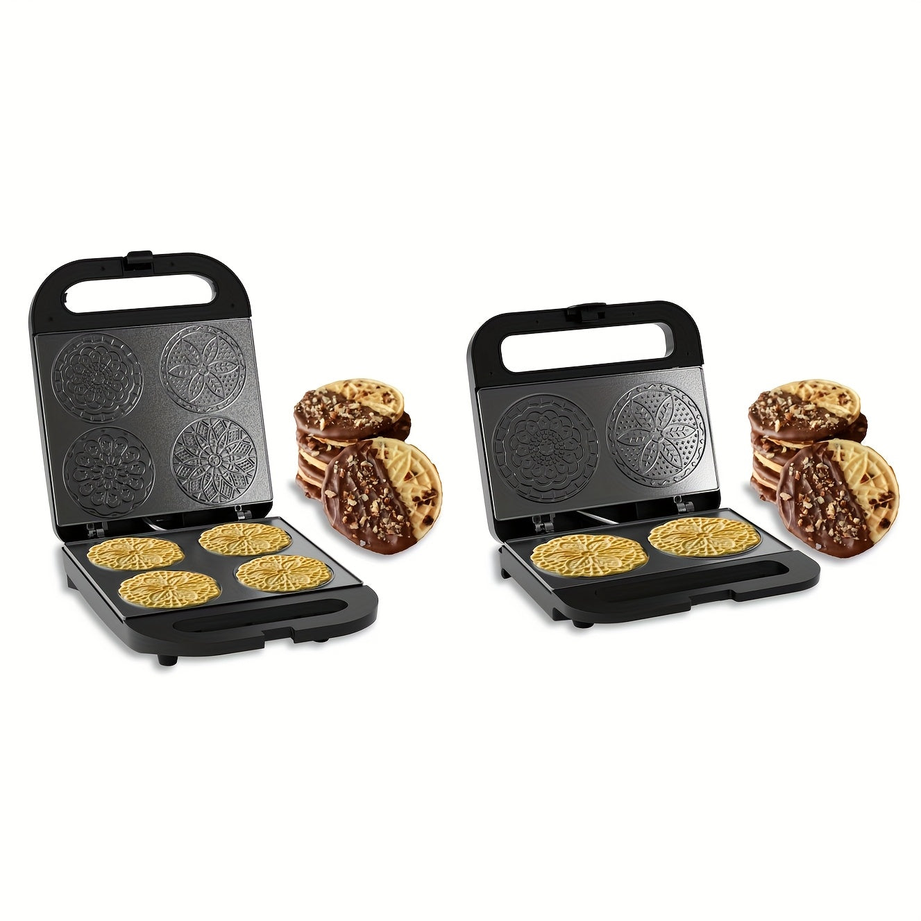 Mini Electric Pizzelle Cookie Maker, 4 * 4 Inches, Non-Stick, Perfect for Breakfast, Snacks, Desserts, And More