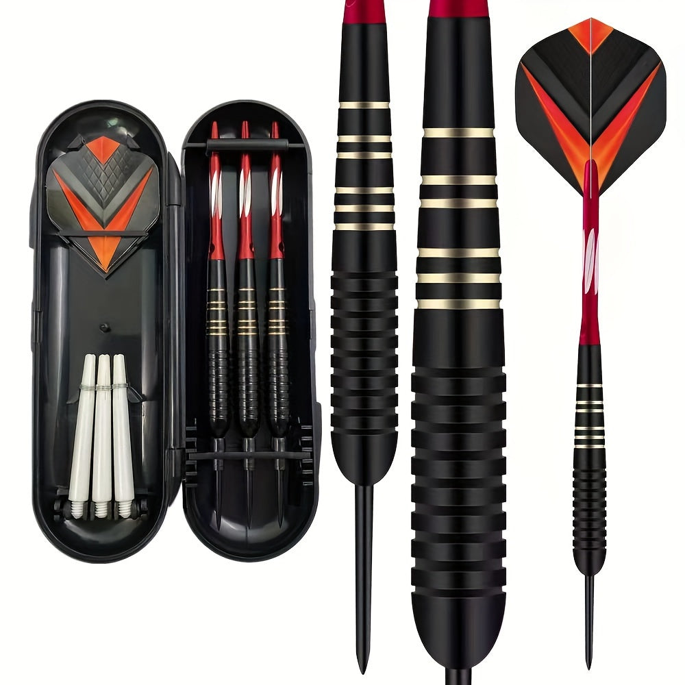 3pcs/set Professional Darts Free Carry Box 23g Total Length 16. 1.97inch Black Golden Color Steel Tip Darts With Aluminum Shaft Brass Dart Set With Steel Tip