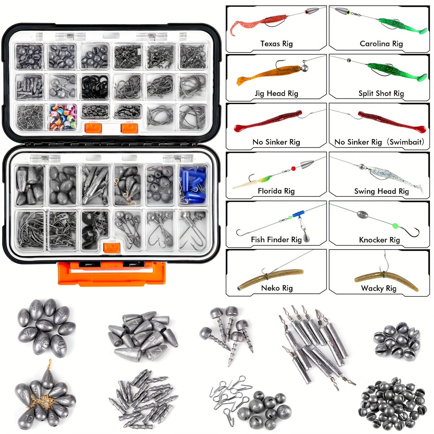 125/260/343/386/403/407pcs Fishing Tackle Box Includes Weights And Hooks, Fishing Starter Kit, Fishing Tackle Kit, Fishing Gifts For Men Angler, Multiple Piece Fishing Box For Bass Trout Freshwater Fishing, Father'S Day Chris
