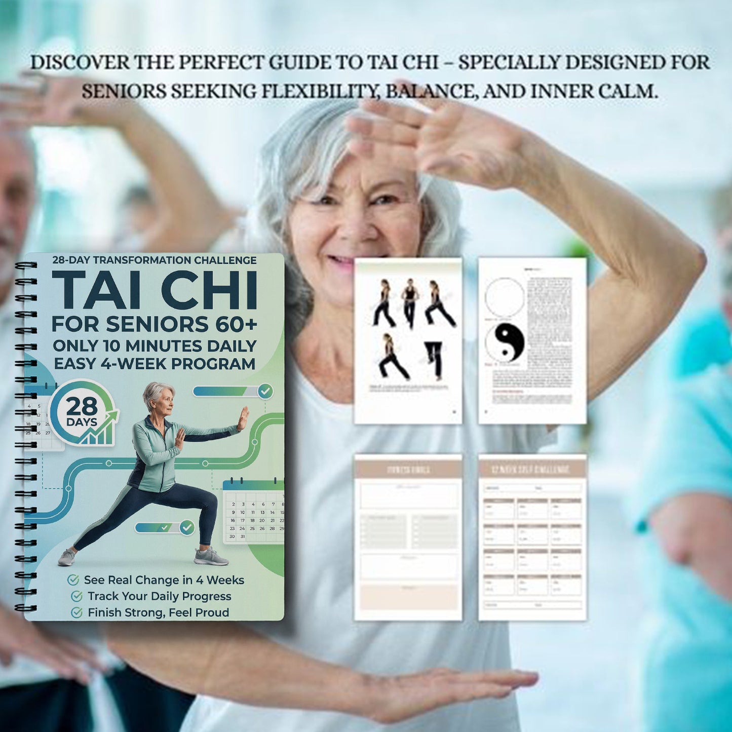 1 Tai Chi Exercise Manual for Elderly and Beginners | Suitable for Daily Practice and Fitness, Progressive Tai Chi Guidance, Spiral Bound, Ideal Gift for Parents, Transparent Paper