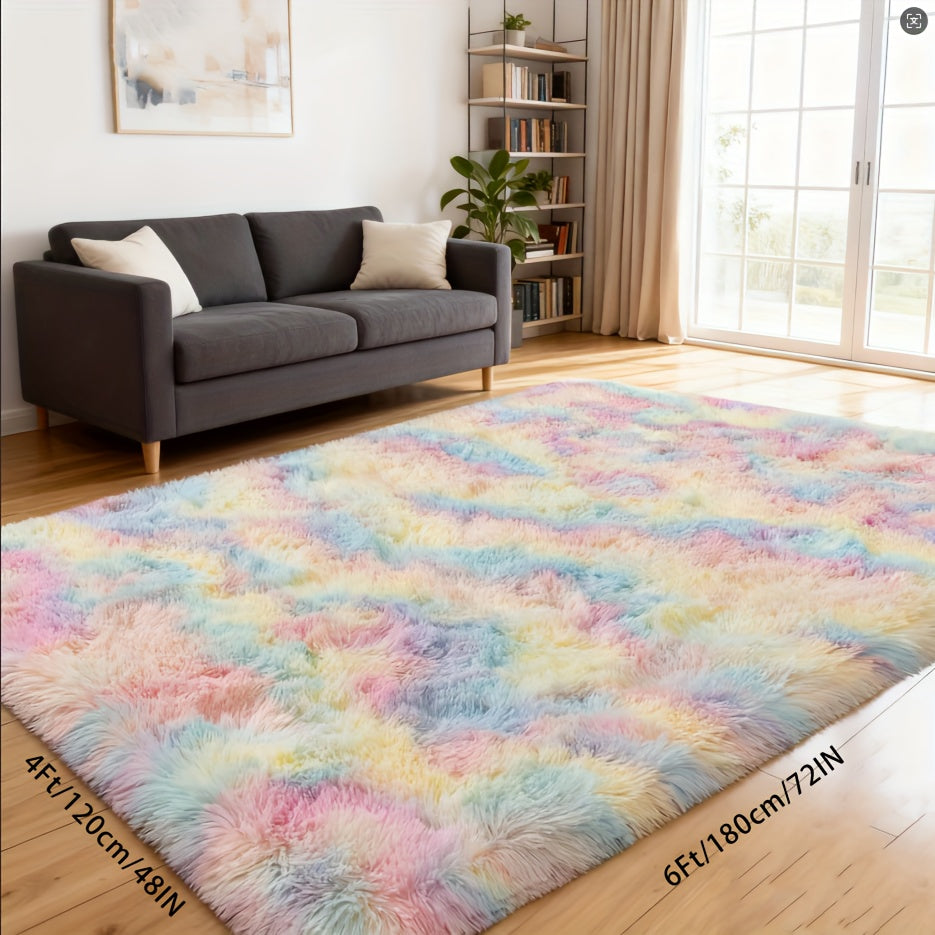 Soft Black Rugs for Bedroom Living Room, 4x6 Feet Modern Indoor Fluffy Shaggy Area Rug, Non-Slip Fuzzy Furry Rug for Bedroom, Dining Room, Christmas Gift, Christmas Decor, Home Decor, High Pile Plush Floor Carpet
