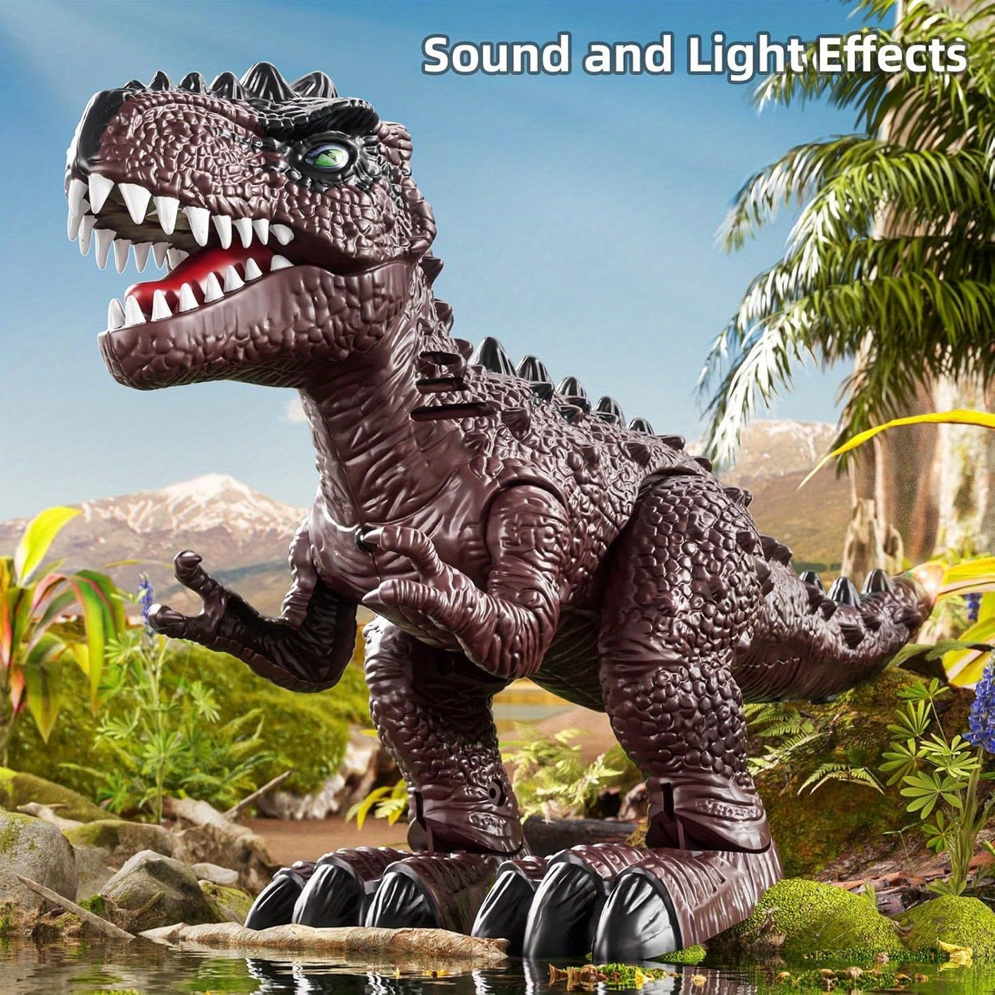 3 Pack Electric Dinosaur Toys with Sound Light & Walking Effects, Toy Gifts for Boys Kids 3 4 5 6 7 Years Old, Interactive Movable Dino Toyset