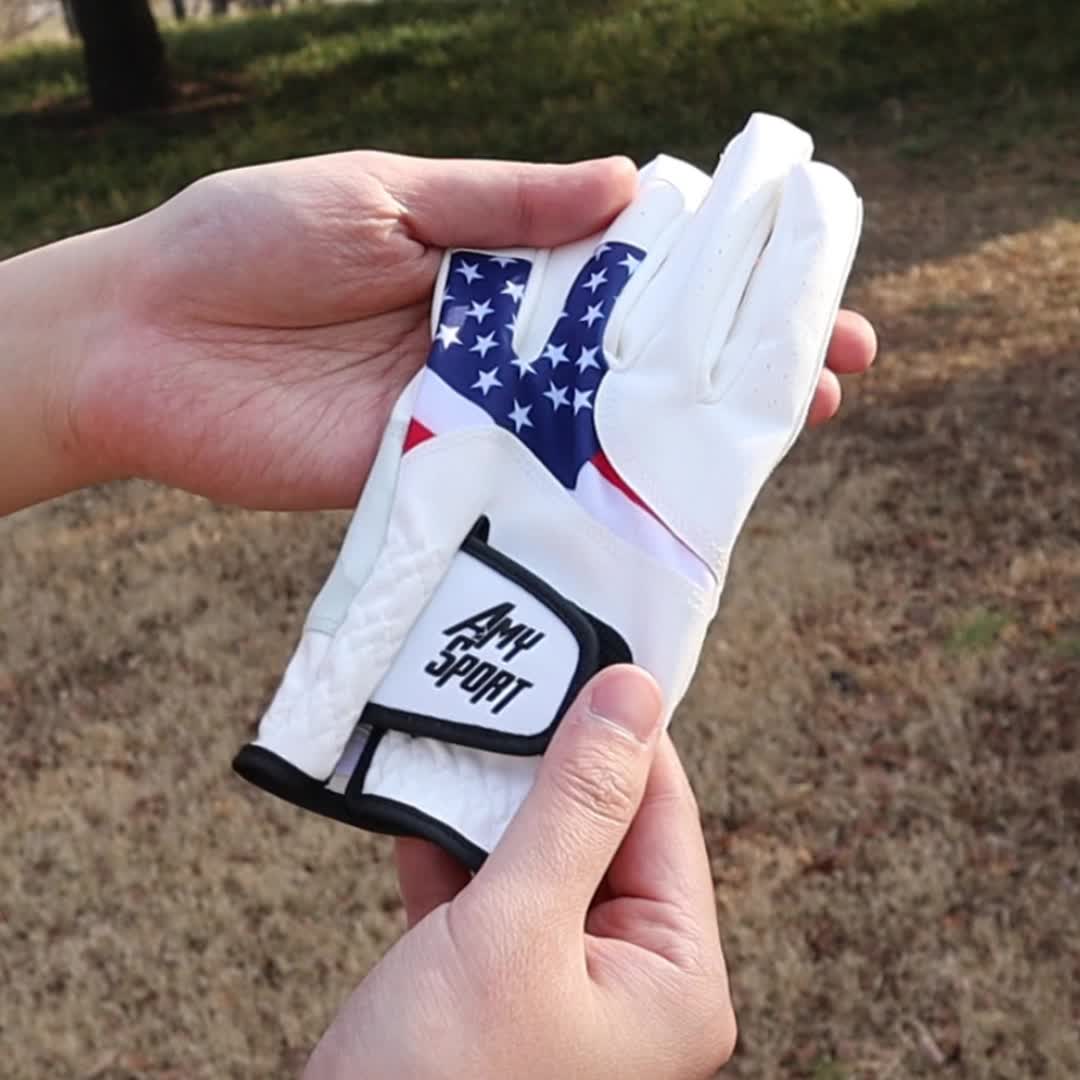 GKANDI Breathable Men's Golf Gloves Value 3 Pack for Left Hand, Stylish USA Flag Pattern with All Weather Grip for Reliable Swing Control, Fits A Range Of Sizes From S to XL