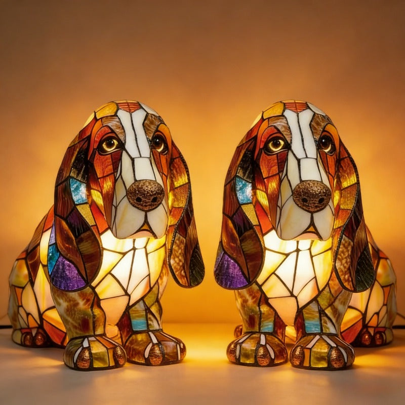 2 Different Basset Hound Table - Cute Dog Bedside Suitable for Bedroom, Room Decor, Pet Lover Gift, Plastic Animal