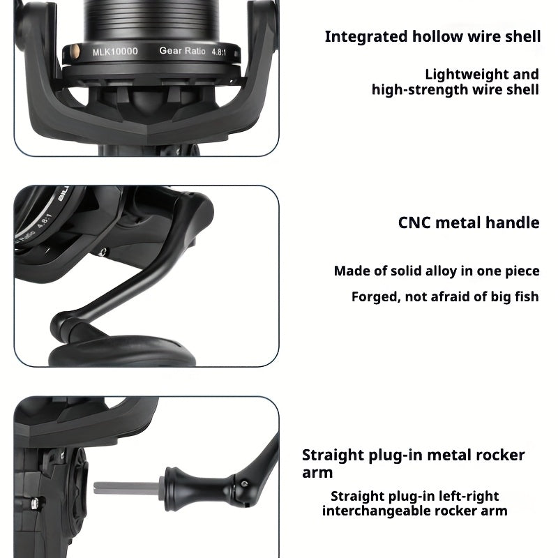 Heavy Duty Spinning Fishing Reel 12000/14000 - Saltwater Surf Rod Compatible with 6+1BB Bearing System, 55 Lb Drag & 4.8:1 Gear Ratio, Stainless for Jumbo Saltwater Fish () - Suitable for inshore, offshore, monster fish