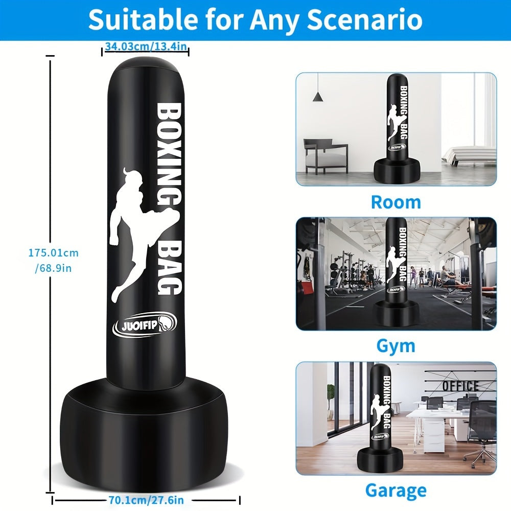 Standing Punching Bag for Adults 69'' Heavy Bag with Stand Inflatable Boxing Bags Freestanding Kickboxing Bag Equipment for Training MMA Muay Thai Fitness to use Outdoor Indoor