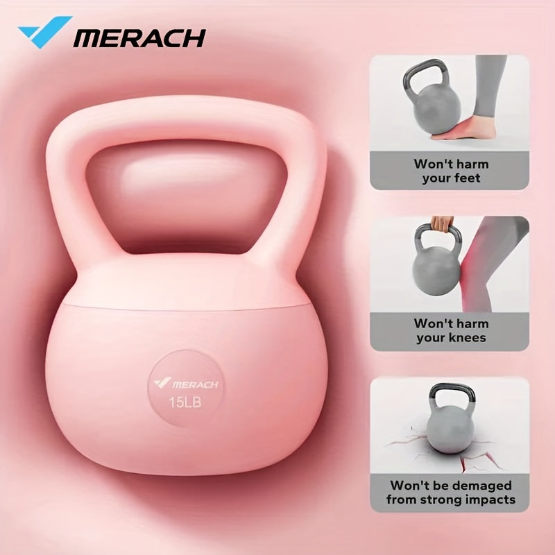 MERACH Soft Kettlebell Weight - 15lb Sea or Iron Sand Filled Kettlebell Suitable for Home Workouts, Women & Men, Low- Full-Body Training, Fitness Equipment (Pink)
