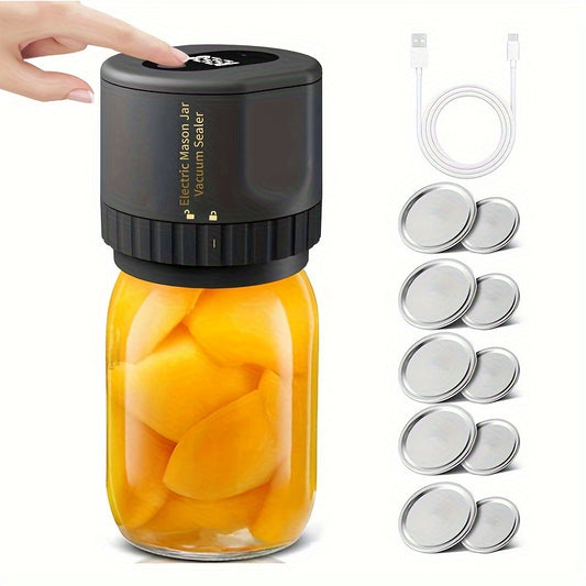 Electric Mason Jar Sealer One-Touch Jar Sealer Suitable for Mason Jars with Wide/ Narrow Mouth Lids, Heavy-Duty Seal for Preservation, Appliance (Compatible for Mason Jars)