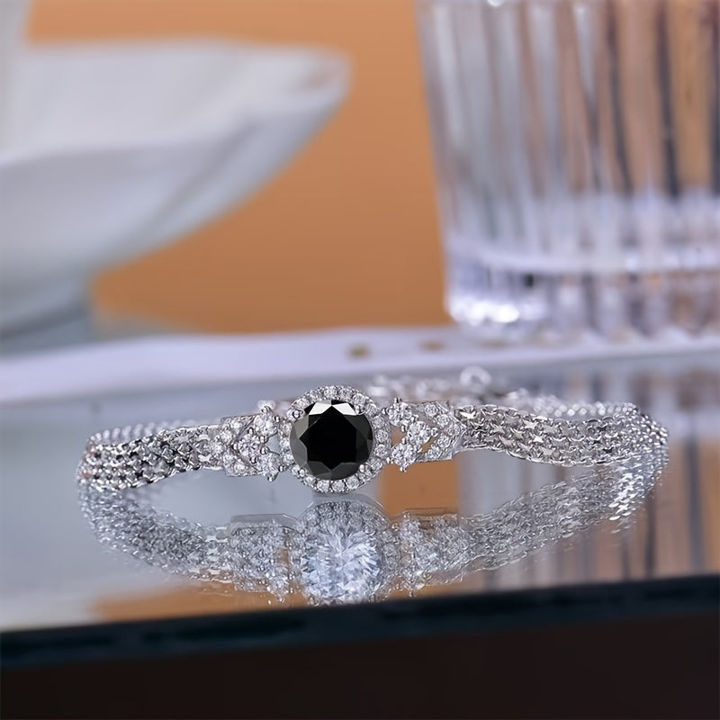 S925 925 Silvery Moissanite Bracelet - Elegant 2 Carat Minimalist Moissanite Tennis Bracelet - High-Quality Fashion Bracelet for Men and Women - Perfect for Engagement, Wedding, or Proposal - Birthday Gift for Friends, Loved