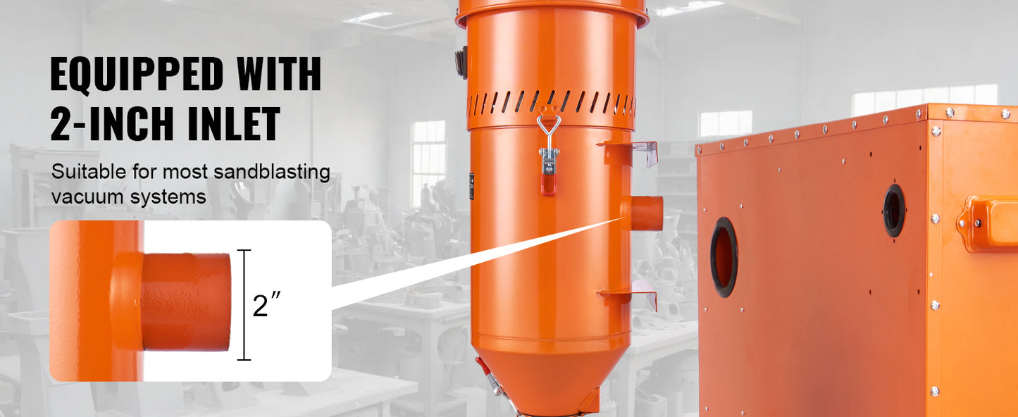 SucceBuy Dust Collection System 1.6-HP Dust Collector Media Reclaimer w/ 1.8 Gal Capacity-Universal Fit for Sandblaster Cabinets