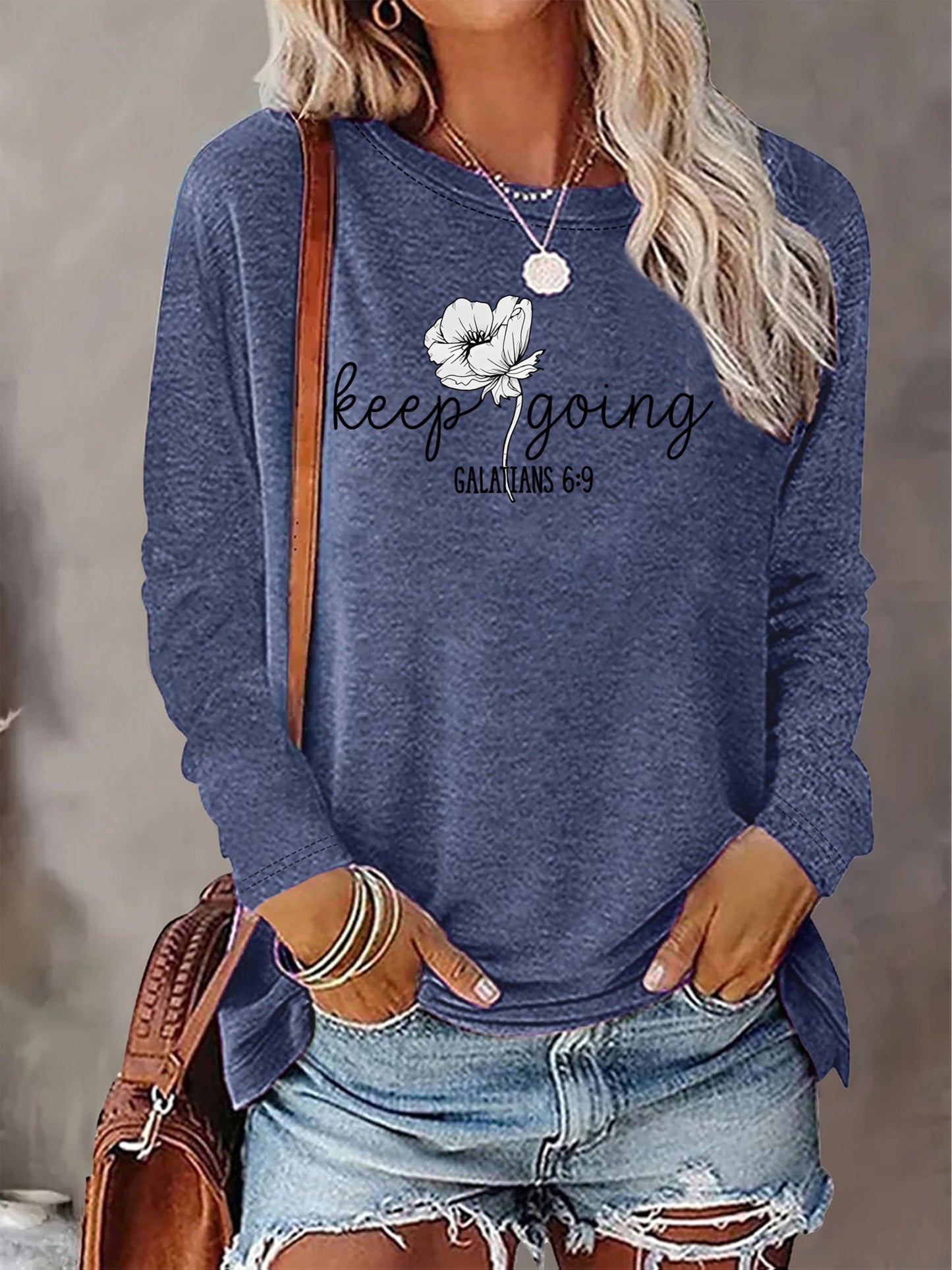 Plus Size - Women'S Plus Size All-Season Wardrobe Machine-Washable Layering Long Sleeve Round Neck Versatile Casual T-Shirt | Oversized Fit, Slight Stretch, Geometric Pattern