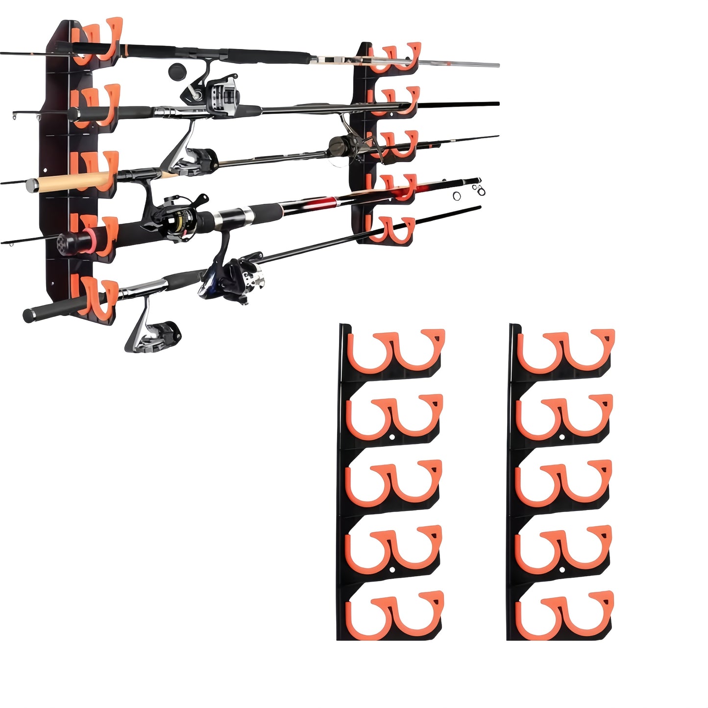 2025 New Fishing Rod Holder, Fishing Rod Display Rack, Suitable for Garage, Wall Or Ceiling Installation Of Fishing Rod Holder, ABS Material Double-layer Design Saves More Space