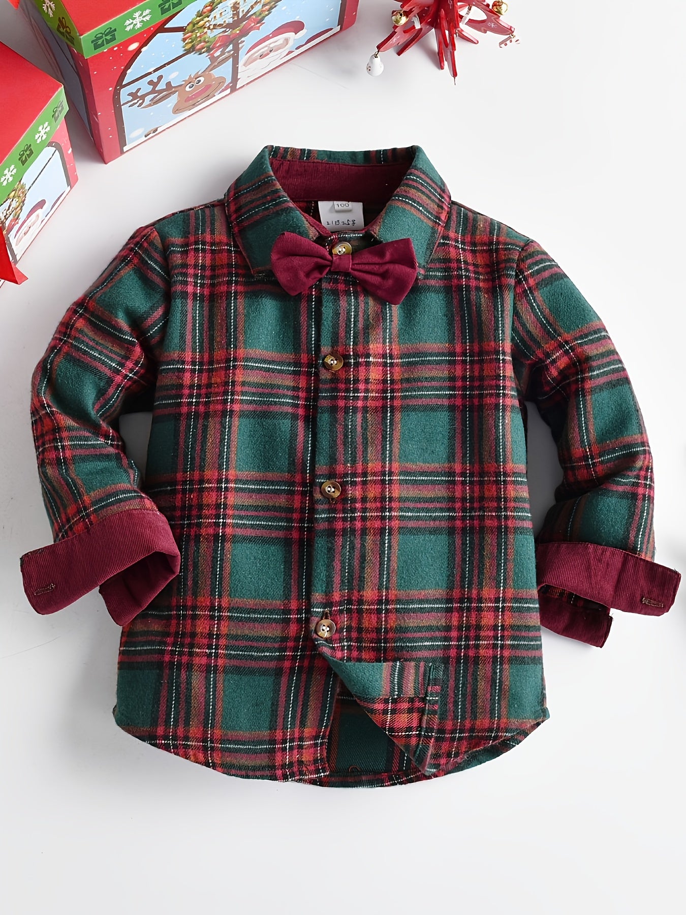 Foreign Trade Cross-border Infant Clothing Autumn And Winter New 's Baby Boy Long Sleeve Shirt Suit European And American Christmas Plaid Shirt Triangle Suspender Pants Leisure-piece Suit, Perfect for Outdoor