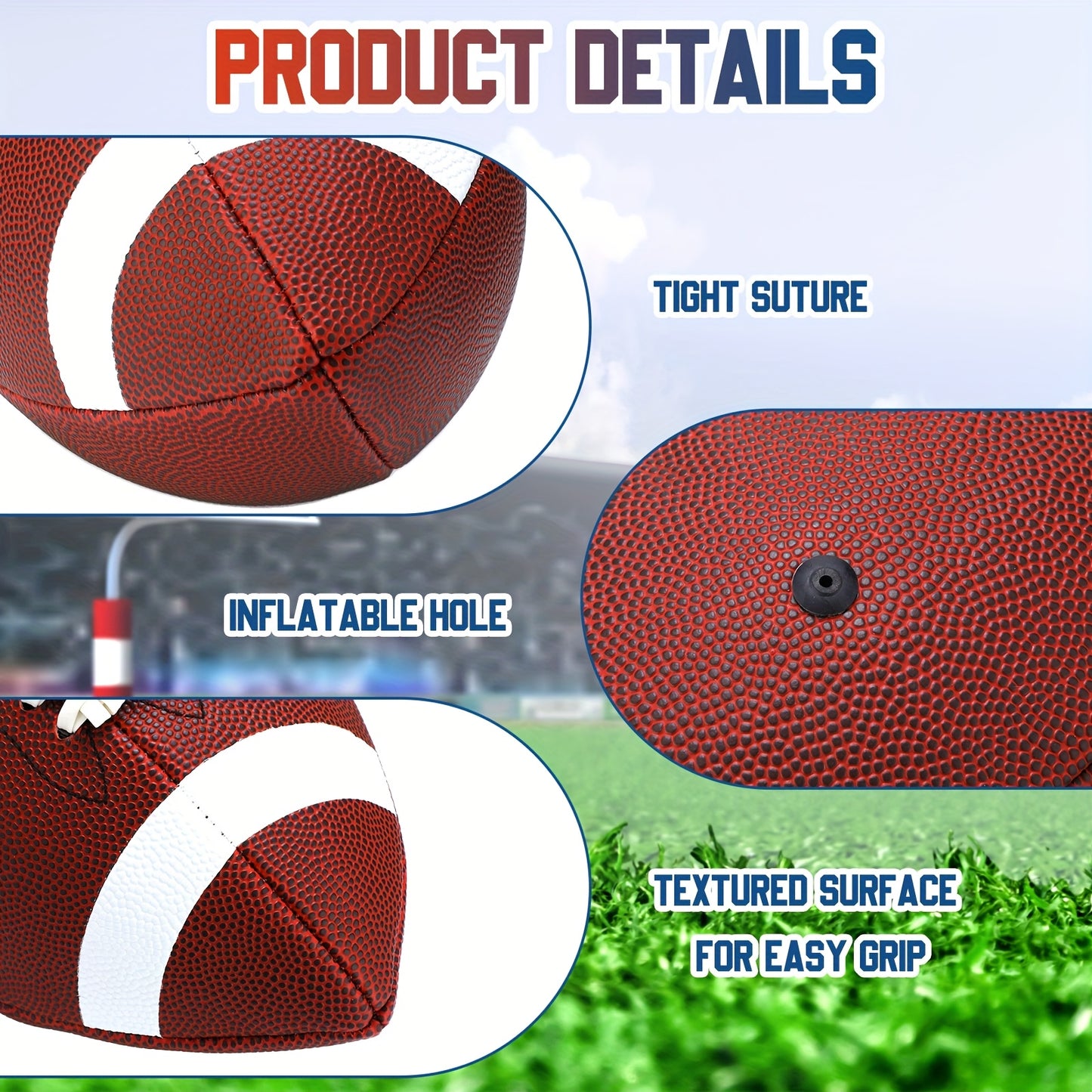 Composite Leather Footballs Official Size Composite Leather Balls Composite Leather Inflatable Footballs With Pump Indoor Outdoor Footballs Bulk For Training And Recreational Play