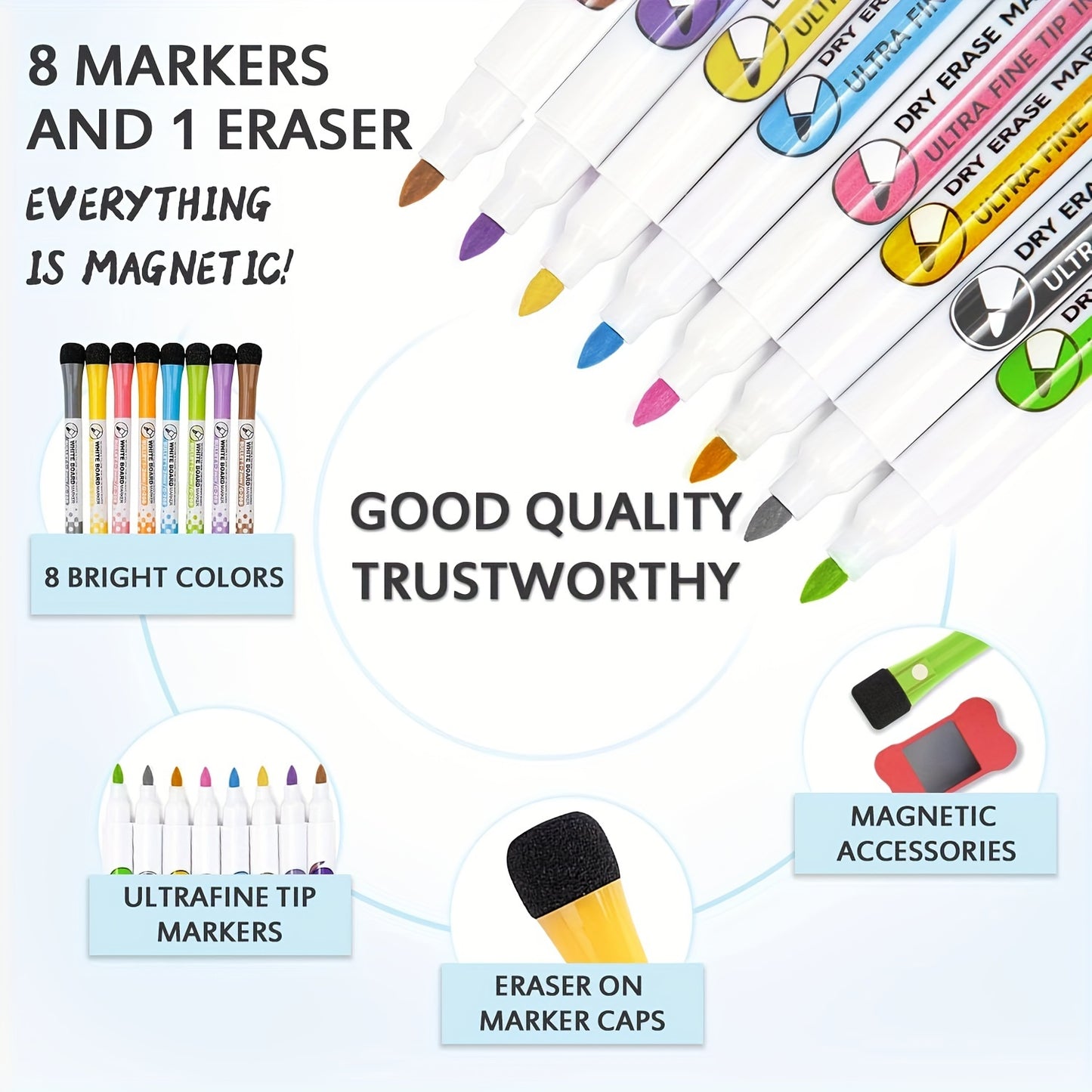 Hivillexun Dry Erase Calendar Whiteboard. Set of 4 Magnetic Calendars for Refrigerator, Monthly, Weekly Organizer & Daily Notepad. Wall & Fridge Family Calendar. 8 Markers 1 Eraser