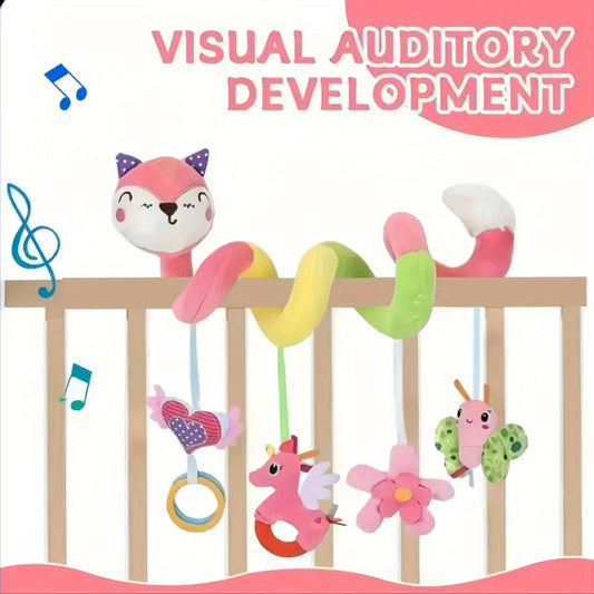 High-Contrast Colorful Spiral Plush Hanging Toys for & - Soft Sensory Stroller & Crib Mobile Toys with Musical Notes, & Floral Designs - Safe Textured Teething Toys for 0-12 Months, Birthday Gift, Baby Accessories, Baby Mobil